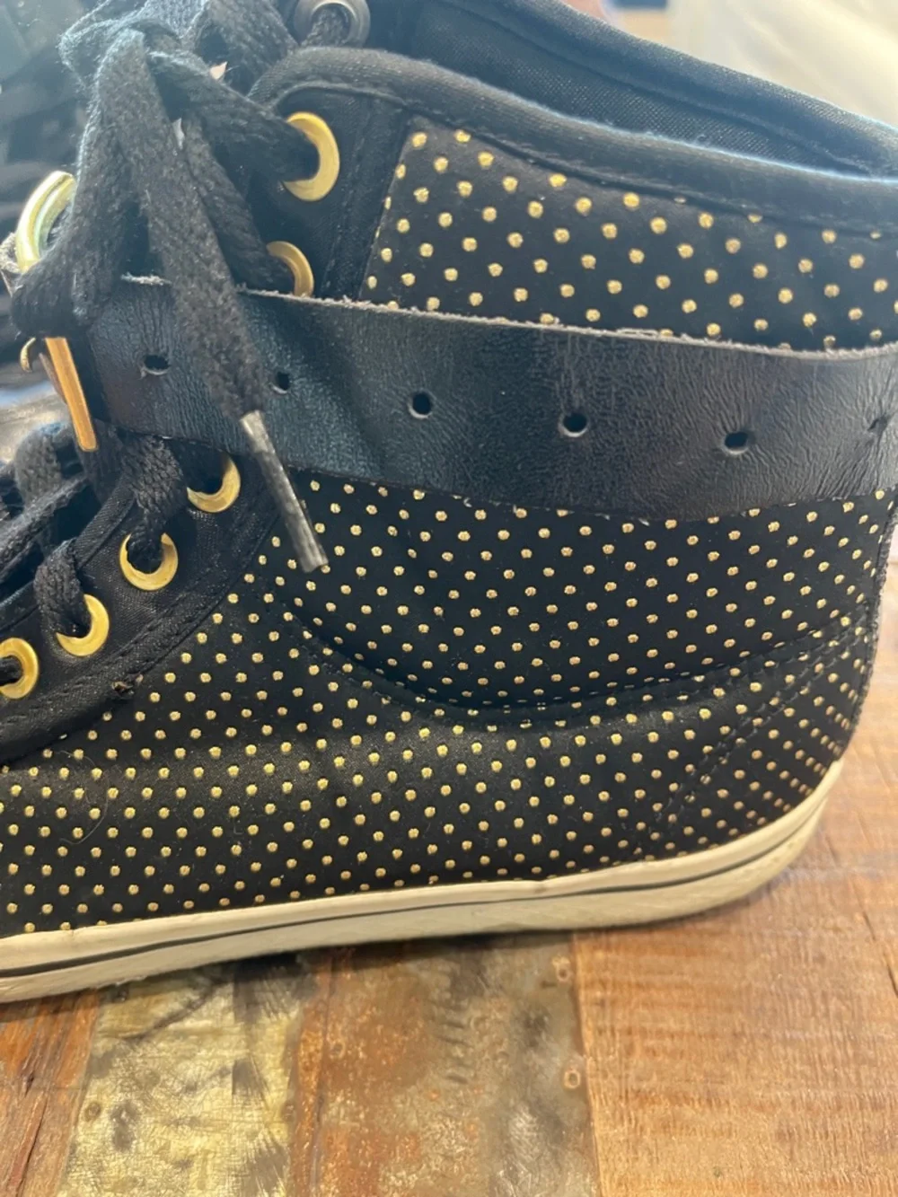 adidas Black High-Top Sneakers with Gold Hardware - Picture 5 of 11